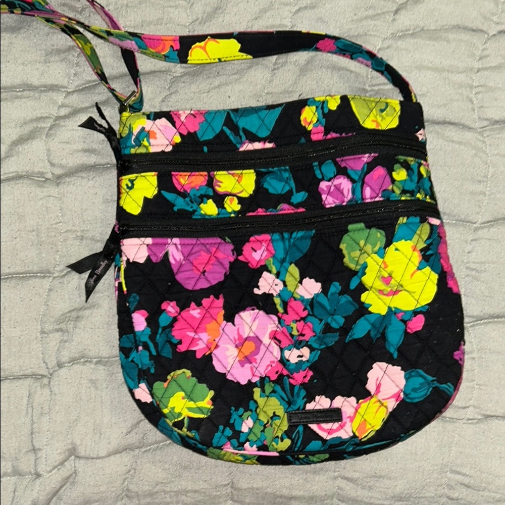 Vera Bradley Black and Pink Floral Crossbody Bag